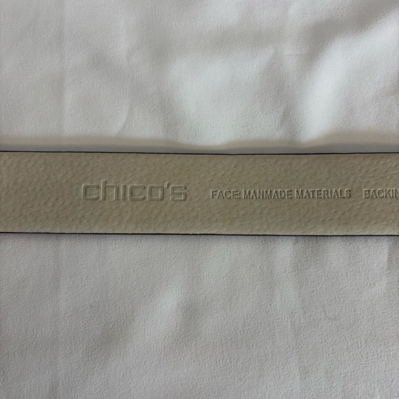 CHICO’S Belt Sz S/M Mixed Metal Interlock Buckle Leatherer Backing - Picture 4 of 10